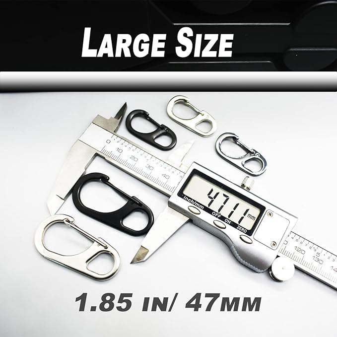 Small Carabiner Clips 1.25 inch/1.85 inch Snap Hooks with Fixed Eye Spring Gate Keychain Parocord Rope Clasps Accessories