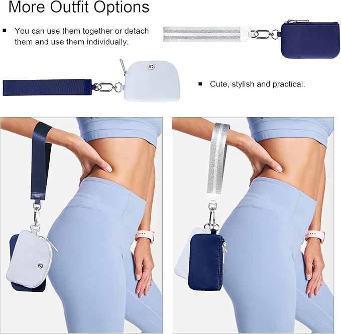 Babysun Mini Zip Around Dual Pouch Wristlet With 2 Straps Wristlet Keychain Wallet for Women Coin Purse Small Cute for Teen Girl