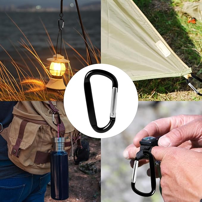 12PCS Carabiner Keychain Clip - 3" Aluminum Caribeener Key Clip,D Ring Shape Nonlocking Carabeaner Hook Buckle,Multi-Function Spring Snap Key Clips Tool for Home,Camping,Hiking,Traveling,Backpack