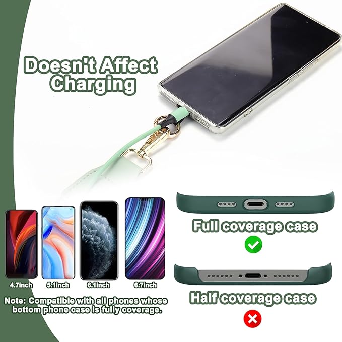 XANGNIER Clip and Go Strap for Phone with Wallet Crossbody, Phone Strap with Zippered Wallet, Adjustable Anti Theft Cellphone Lanyard for Women, Cellphone Chain Accessories Green