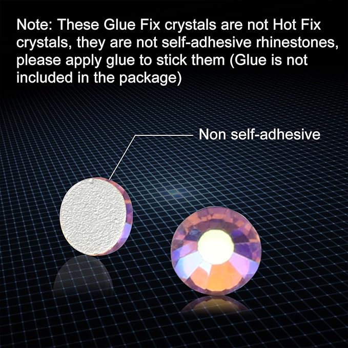 Jollin Glue Fix Crystal Flatback Rhinestones Glass Diamantes Gems for Nail Art Crafts Decorations Clothes Shoes 2.0mm (ss6 2880pcs, Light Purple AB)