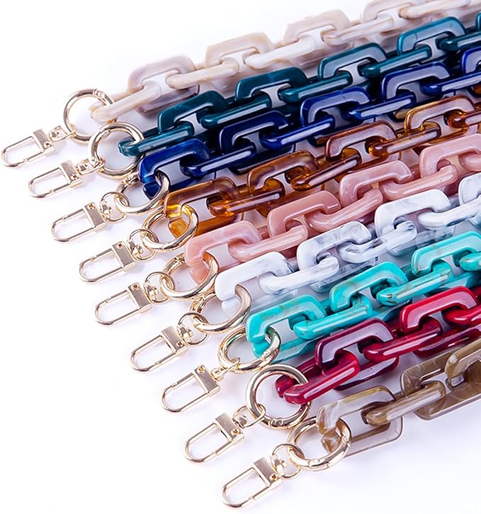 Acrylic Resin Chain Purse Strap 23.6IN Purse Transparent Chain DIYBagChain Gift for Office,Travel & DIY Creator