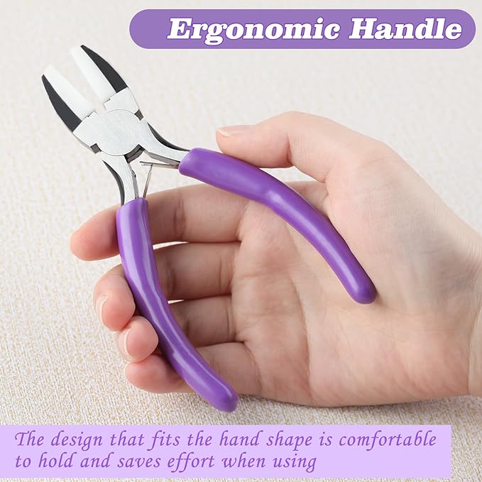 5.5 Inches Double Nylon Flat Jaw Pliers with 2 Replacement Tips Flat Nylon Jaw Pliers Wire Wrapping Tool Nylon Jaw Pliers for Jewelry Making Beading Looping Shaping Wire DIY Crafts