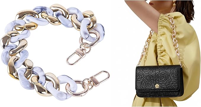 Acrylic Resin Chain Purse Strap 11.8IN Chunky Purse Transparent Chainn DIY Acrylic Bag Chain (White Coffee)