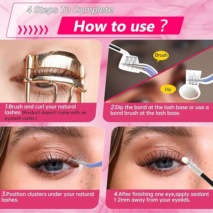 Natural Lash Clusters, 168Pcs Lash Extension Kit, 9-11MM Wispy Eyelash Clusters, Individual Lashes Cluster Kit with Bond and Seal and Tweezers DIY at Home by URNNE