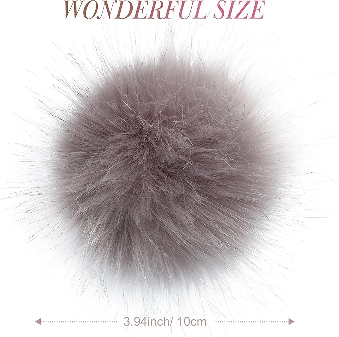 Tatuo 16 Pcs Faux Fur Pom Poms for Hat 4 Inches Large Fluffy Pom Balls for Crafts Knitting Beanies Shoes Scarves Bag Pompoms Keychain Charms Winter DIY Accessories (Gray)