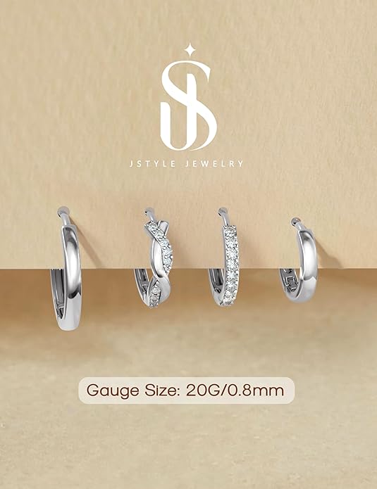 Jstyle Small Gold Hoop Earrings for Women Trendy 14K Gold Plated Huggie Earrings Hypoallergenic Cartilage Earring Stacks Cute Dainty Huggie Hoops Earring Sets for Multiple Piercing