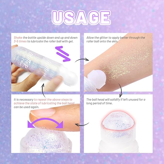 DAGEDA Red White and Blue Body Glitter Gel, Roll-on Face Glitter for USA Pride Day, 4th of July Women Costume Accessories,Patriotic Glitters President's Day, Holographic Festival Makeup