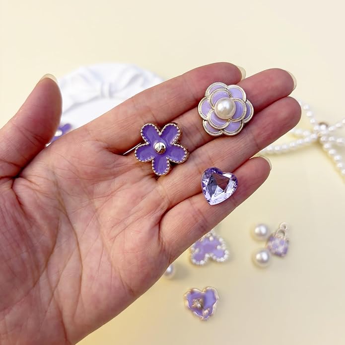 24Pcs Bling Pearl Bow Shoe Charms for Clog Sandals Women, Bear, Flower, Pearl Accessories, DIY Shoe Decoration Charms for Girls