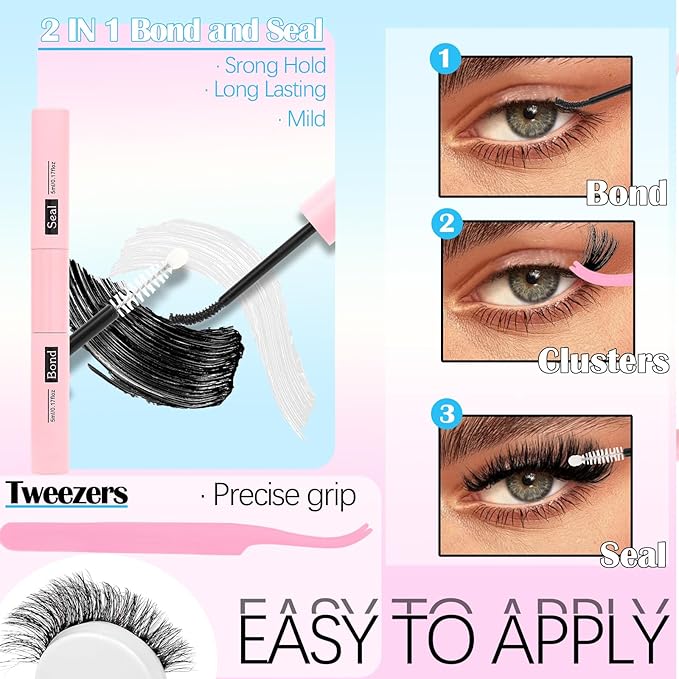 YIDUO 5 Styles Eyelash Clusters Kit 80D 100D Volume D Curl Wispy Individuals lash Extensions Kit, Volume Studio Effect, Fake Eyelashes 500Pcs All-in-1 Pack with Glue |Tweezers |Removers |Brush