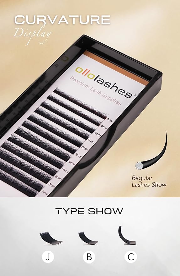 OLLOLASHES Bottom Lash Extension B C J Curl Mix4-10mm 0.03 0.05 0.07 0.10 0.15 thickness Black Color Super Matte Bottom Lash Extensions, Professional Supplies for Lash Techs (Bottom-B-0.07, 5-10mm)
