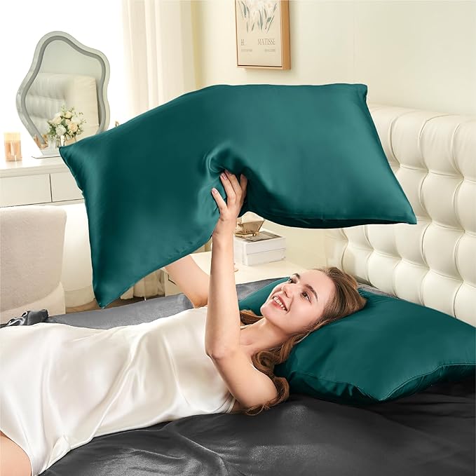 INFIIXSO Mulberry Silk Pillow Case King Size, Silk Pillowcase with Hidden Zipper 20"x36", Extraordinary Smooth and Soft Pillow Cases for Hair and Skin(Teal, 1 Pack)