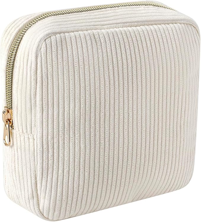 uekeboag Cute Small Corduroy Zipper Makeup Bag, Mini Coquette Aesthetic Pouch with Bear Pattern for for Purse,Key Pocket Lipstick Bag Card Holder Data Cable Organizer (14Beige)