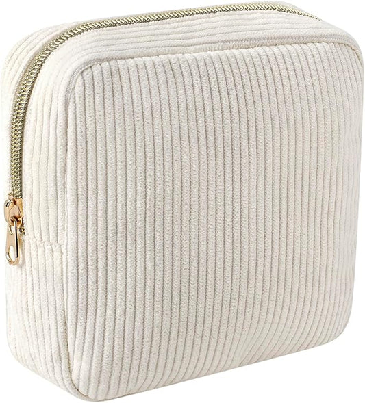 uekeboag Cute Small Corduroy Zipper Makeup Bag, Mini Coquette Aesthetic Pouch with Bear Pattern for for Purse,Key Pocket Lipstick Bag Card Holder Data Cable Organizer (14Beige)