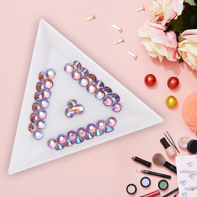 Jollin Glue Fix Crystal Flatback Rhinestones Glass Diamantes Gems for Nail Art Crafts Decorations Clothes Shoes 1.4mm (ss3 2880pcs, Light Purple AB)
