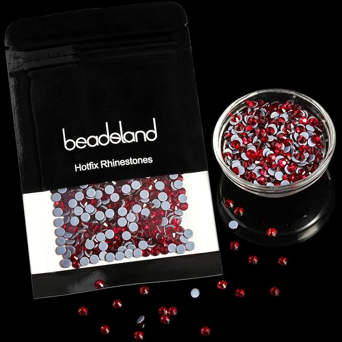 Beadsland Hotfix Rhinestones, 1440pcs Flatback Crystal Rhinestones for Crafts Clothes DIY Decorations, Dark Siam, SS16, 3.8-4.0mm