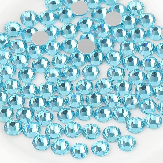 Beadsland 2880pcs Flat Back Crystal Rhinestones Round Gems for Nail Art and Craft Glue Fix,Aquamarine,SS4,1.5-1.7mm
