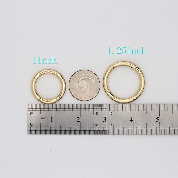 12pcs Trigger Spring O Rings Round Carabiner Clip Snap for Keyrings Buckle, Bags,Purses (Gold, 1 1/4 inch)
