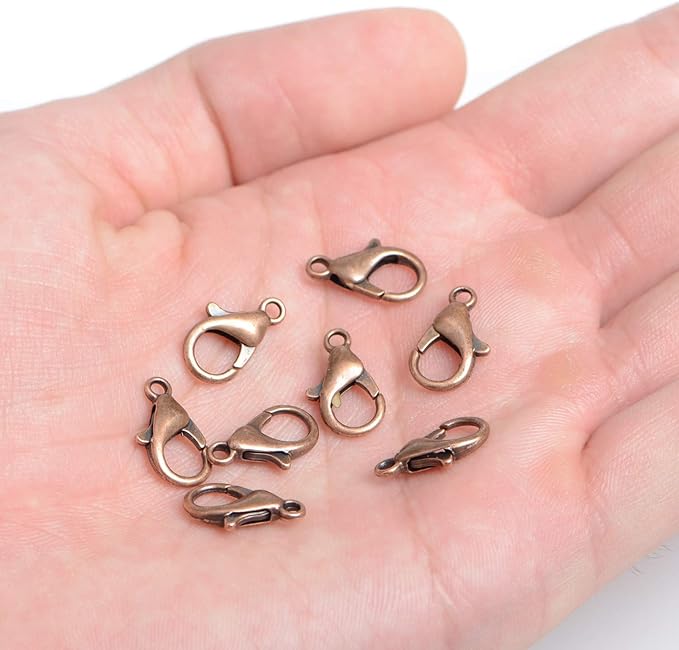 AD Beads 50 Pieces Lobster Claws Clasps Plus 100 Pieces 7mm Match Color Open Jump Rings Suitable for Necklaces Bracelets Jewelry (8x15mm, Copper)