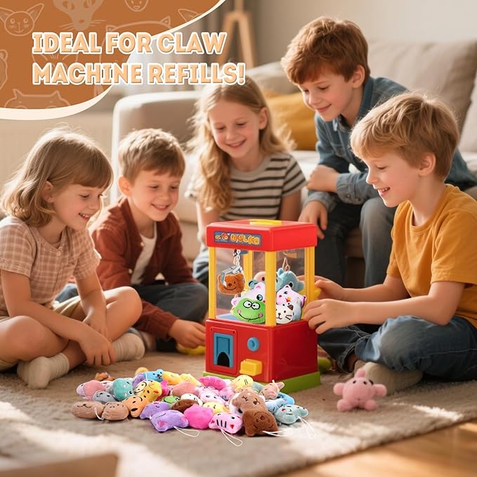 VISATOR 50pcs Mini Stuffed Animals Keychains– Small Plush Toys Bulk for Claw Machine Prizes, Christmas Party Favors for Kids, Classroom Rewards, Carnival Gifts, Goodie Bags, Easter & Birthday Gifts