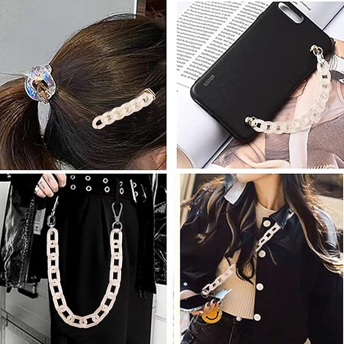 LiQunSweet 100Pcs 2 Styles Acrylic AB Color Plated Twist Chain Linking Rings Quick Link Connectors for Chains Making Jewelry DIY Bag Strap