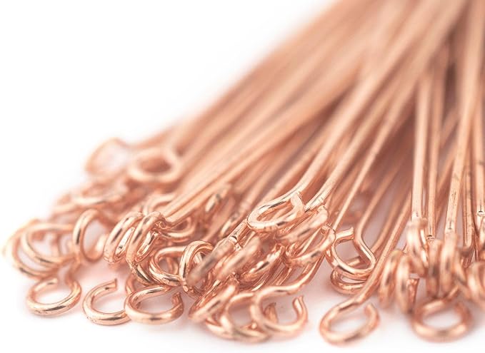 The Bead Chest Copper 21 Gauge 2.5 Inch Eye Pins (Approx 100 Pieces)