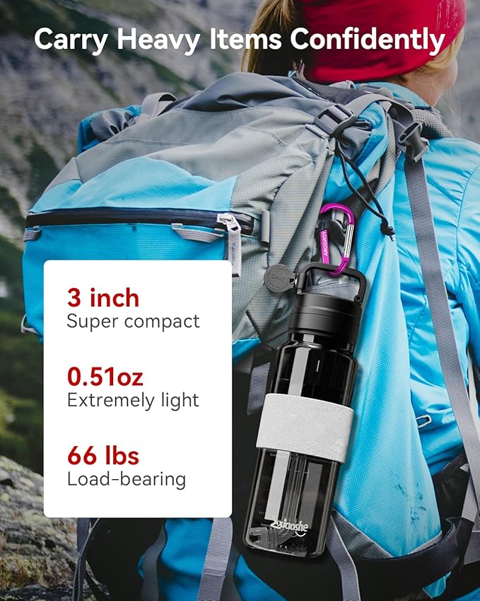 10 PCS Carabiner Clips, 3 Inch Aluminum Carabiners with 10 Key Rings, Multipurpose D-Ring Keychain Hook for Backpack, Camping, Hiking, Travel and Home Organization