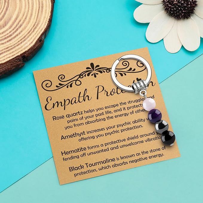 Healing Gemstone Jewelry Keychain Spiritual Crystal Keychain Relief Stress Anxiety Recovery Healing Gift New Beginning Gifts for Women Men Divorce Breakup Get Well Gifts for Friends Sister Coworker
