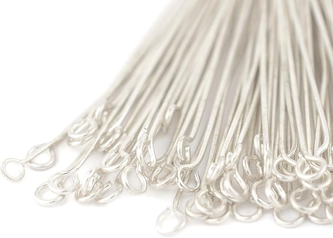 The Bead Chest Silver 21 Gauge 2.5 Inch Eye Pins (Approx 100 Pieces)