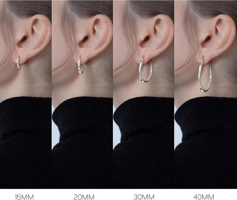 Hayoso 18K Gold Plated Hoop Earrings - 925 Sterling Silver Hoop Earrings Womens Hypoallergenic Hoops | Square Tube Hoop Earrings for Women 15mm/20mm/30mm/40mm