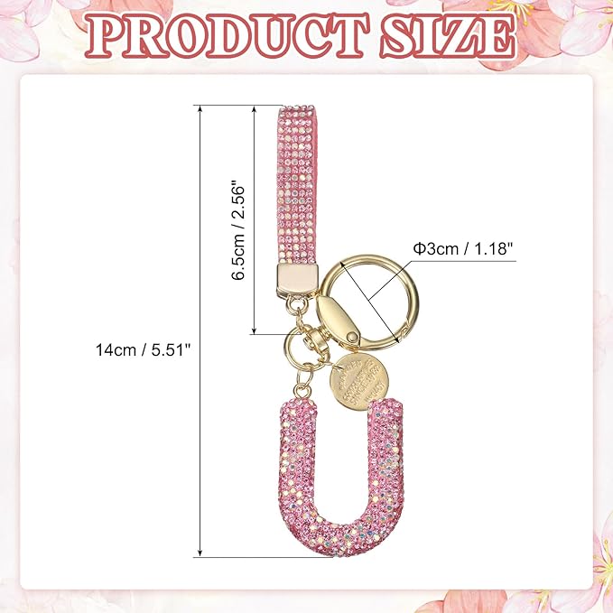 PATIKIL Initial Letter Keychain, Cute Sparkly Rhinestone Key Chain Alphabet Charm for Car Keys Handbags Purse