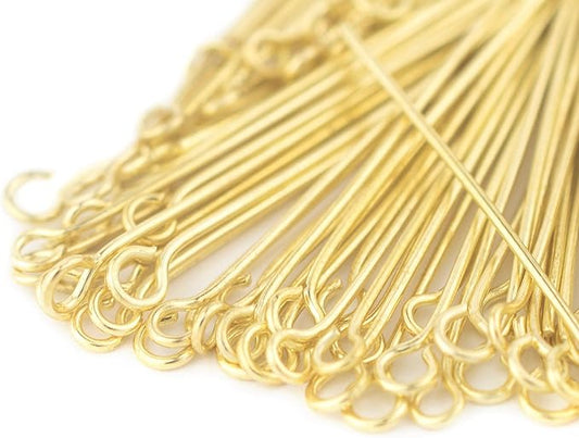 The Bead Chest Gold 21 Gauge 1.5 Inch Eye Pins (Approx 100 Pieces)