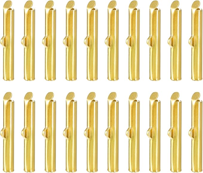 uxcell 100Pcs Slide on End Clasps, 25mm Tube Ball Bead Slider Crimp Ends for Multi-Strand DIY Craft Making, Gold Tone