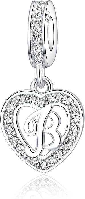 925 Sterling Silver Letter Charms A~Z Alphabet Charm Letter Beads fit Pandora European Bracelets fit Wife Mom Christmas Birthday Gift