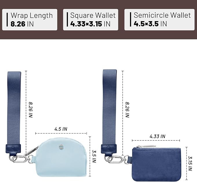 Keychain Wallet Mini Zip Around Wristlet Wallets for Women Detachable Dual Pouch Wristlet Portable Coin Purse Small Wallets