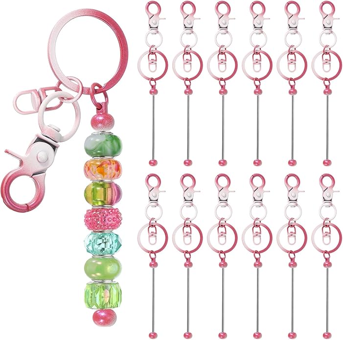 uxcell Beadable Keychain, Keychain Making Supplies, Blank Bead Metal Chain Bars for DIY Crafts Jewelry Making Gift
