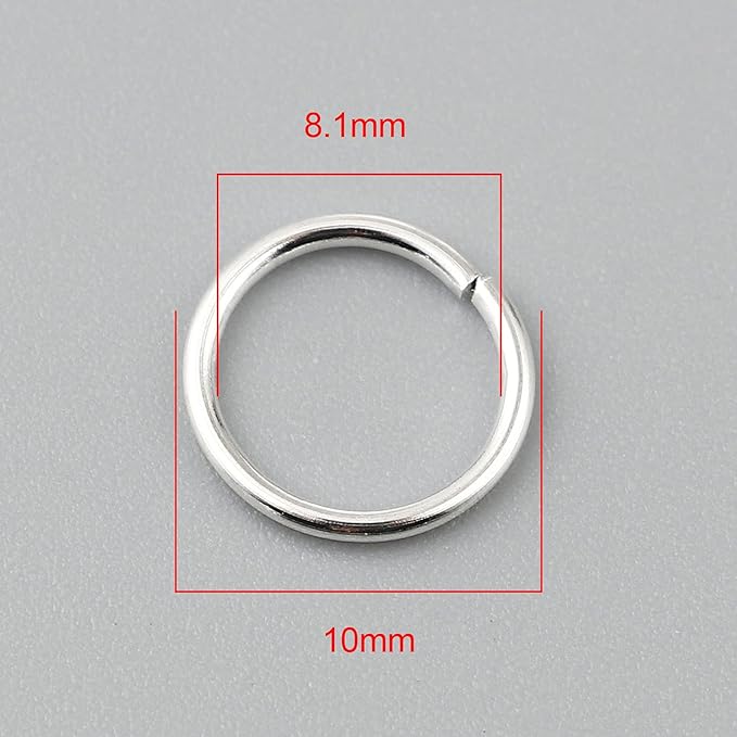 200 Pieces - 10mm Jump Rings Shiny Silver Tone Plated - 18 Gauge (1mm Thickness)