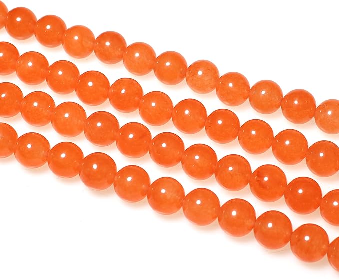 MJDCB Stone Beads 4mm 85pcs Round Orange Red Jade Loose Gemstone Bead Charms for Jewelry Making Bracelet Necklace Earring Pendant