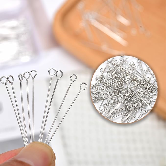 100pcs 50mm 925 Silver Filled Eye Pins DIY Crafts Beads Charms Earring Bracelet Jewelry Making Accessories Supplies