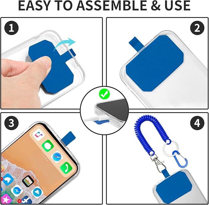 Phone Lanyard - Anti Theft & Drop Protection for iPhone, Most Cell Phones - Black & Blue