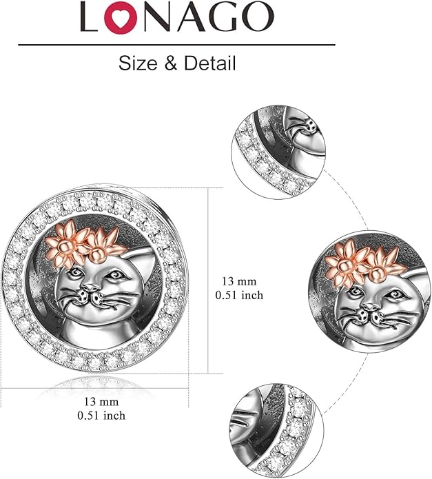 LONAGO 925 Sterling Silver Personalized Photo Charm Fit Compatible for Bracelet Necklace Customized Heart Round Shape Picture Bead