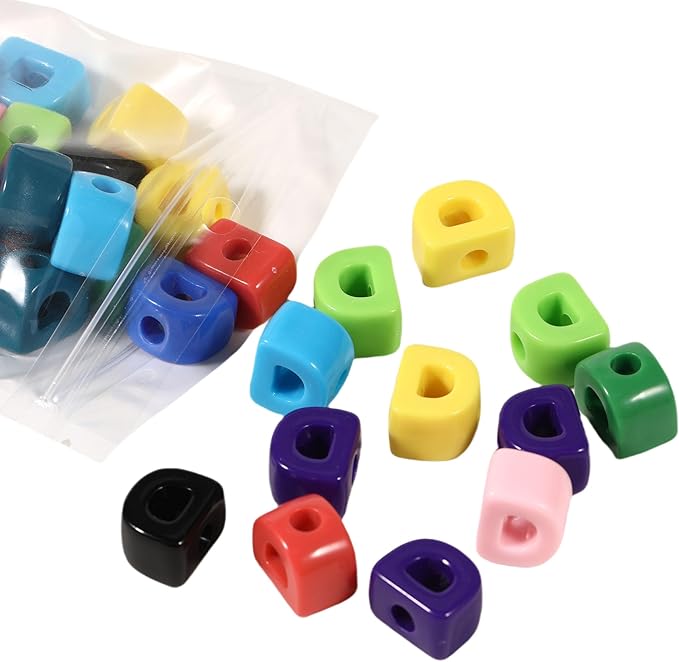 40 PCS Letter Beads 3D Acrylic 21mm x 15mm D Loose for Jewelry Making Bracelet Necklaces Keychain Phone Bag Chain Key Chains(Mixed Color D)