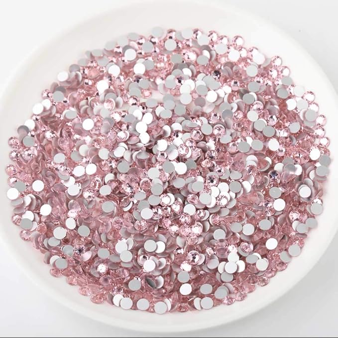 beadsland Flat Back Crystal Rhinestones Round Gems, Light Pink (1.3-1.4mm) SS3/1440pcs
