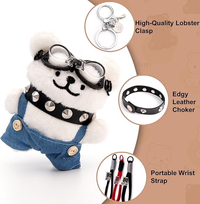 YOU WIZV Cute Dog Plush Keychain for Women - Kawaii Stuffed Animal Charm for Purse, Backpack & Bag Accessories