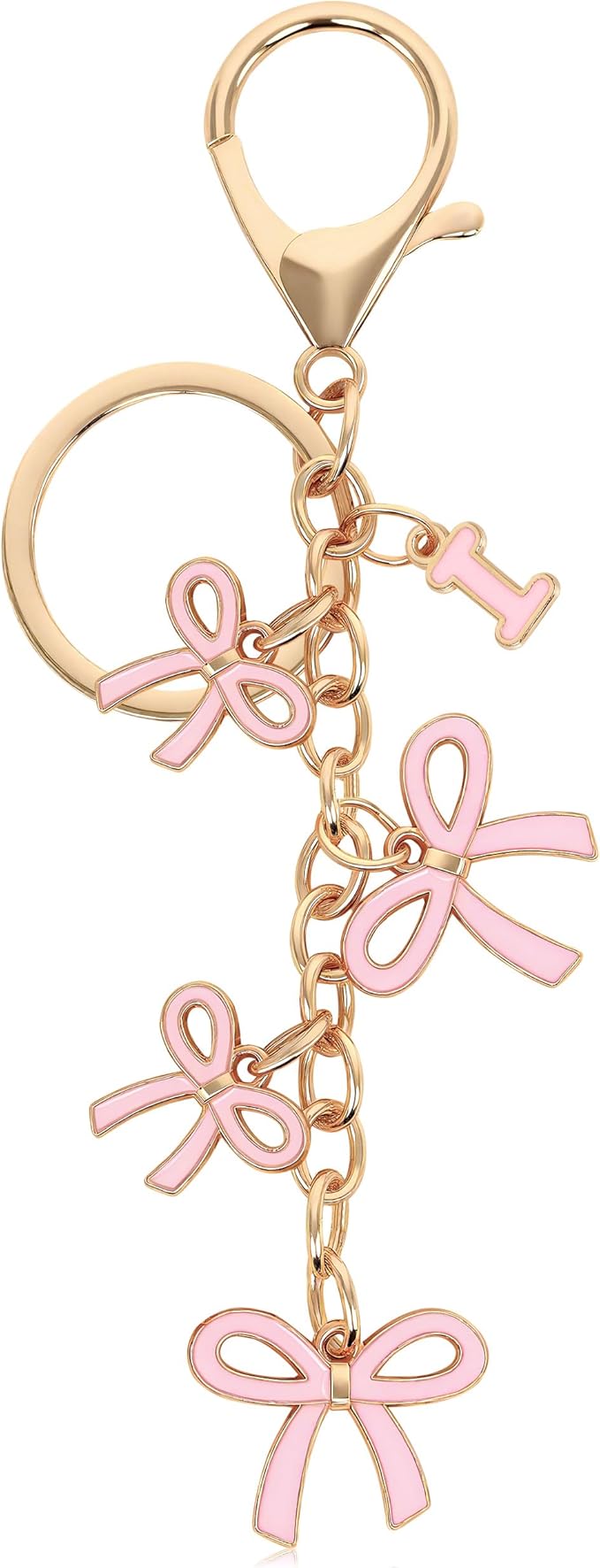 Bow Purse Charms Keychain - Pink Bow Alphabet Letter Key Chain, Bag Charms Wallet