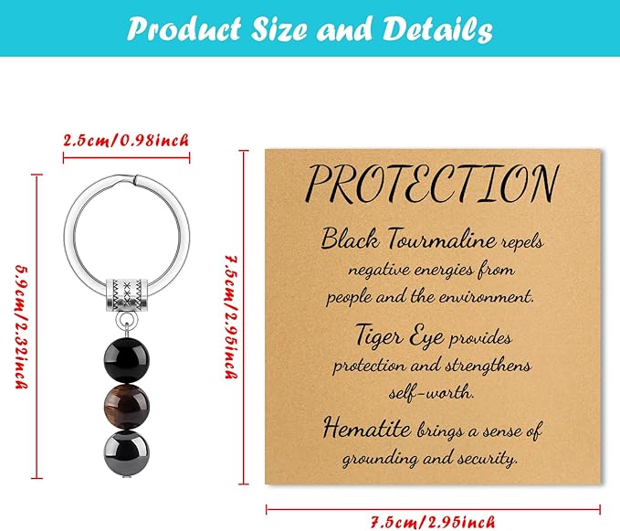 Dabihu Healing Spiritual Crystal Keychain Stress Relief Anxiety Calming Jewelry Protection Keychain for Women Men Inspirational Graduation Birthday Present Encouragement Gifts for Friends Coworker