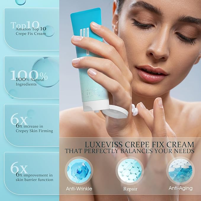 Luxeviss Crepey Skin Repair Cream-Anti Wrinkles for Crepey and Sagging Skin, for Neck, Chest, Arms & Legs-100g