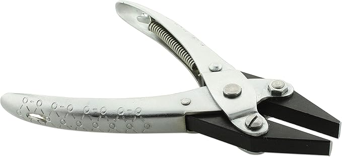 The Beadsmith Half Round/Flat Nose Parallel Pliers, 5.5 inches (140mm) Steel tool for jewelry making, with spring