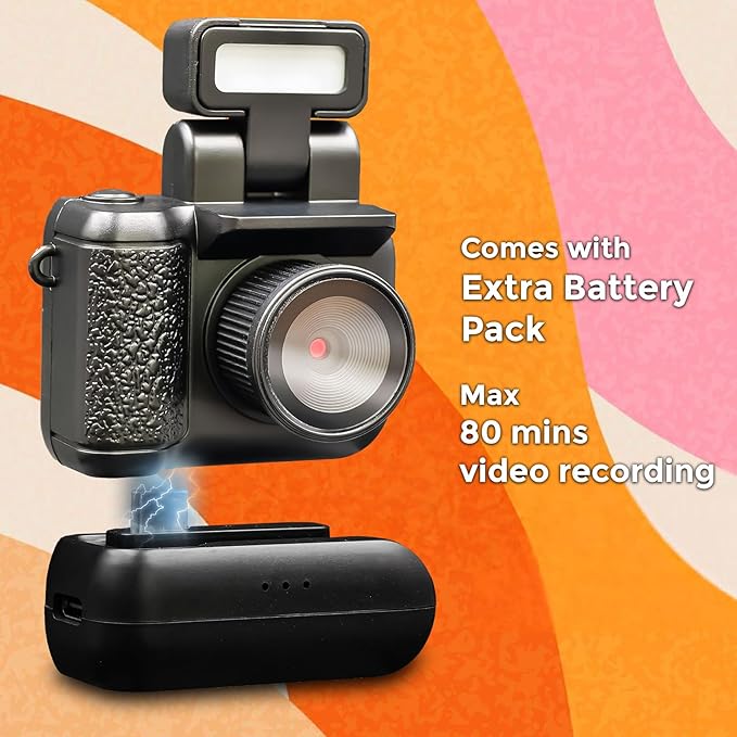 Small Digital Camera Keychain with Flash Light 1080p Tiny Camera Mini Retro Micro 1.4 in LCD Screen 32GB Card Charging Base Compact Portable Recorder for Travel Study Recording (Black)
