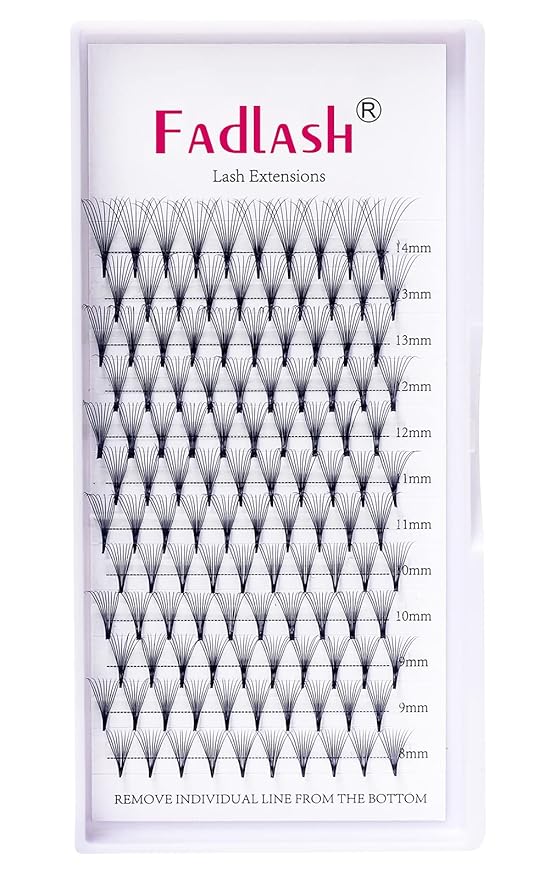 Lash Extension 10D Premade Volume Eyelash Extensions .05 .07 Thickness Premade Lash Fans Pointed Base Middle Stem Eyelash Extension Supplies(10D-0.05-D，Mix 8-14mm)